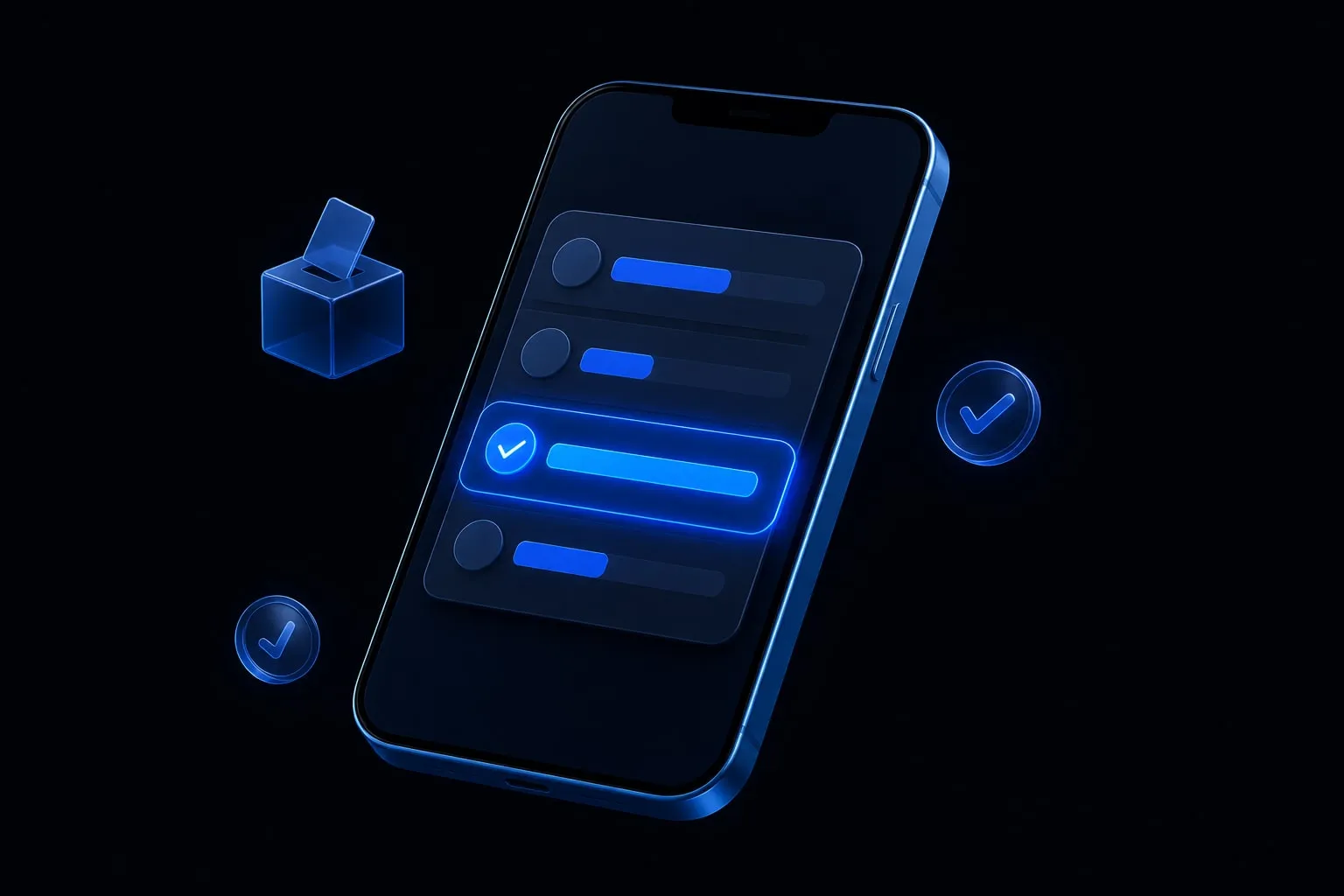 A smartphone showing a four-option poll with the winning choice highlighted